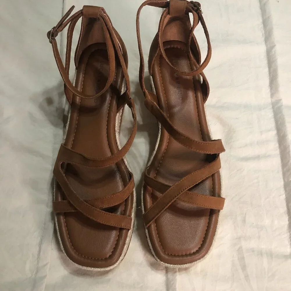 Lucky Brand brand new leather Carolina strappy espadrille wedge sandals 9.5 - Picture 3 of 9